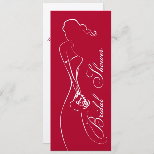 おしゃれな花嫁 ディープレッド ブライダルシャワー 招待状 (正面/裏面)