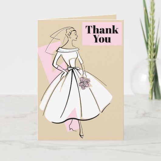 おしゃれな花嫁 ニュートラル お礼 ベージュ サンキューカード (正面)