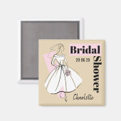 おしゃれな花嫁 ニュートラル ブライダルシャワー 日付 名前 マグネット (正面/裏面)