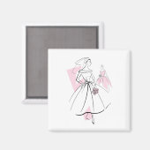 おしゃれな花嫁 ピンクのグループ マグネットスクエア マグネット (正面/裏面)