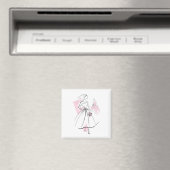 おしゃれな花嫁 ピンクのグループ マグネットスクエア マグネット (インサイチュ (食洗機))