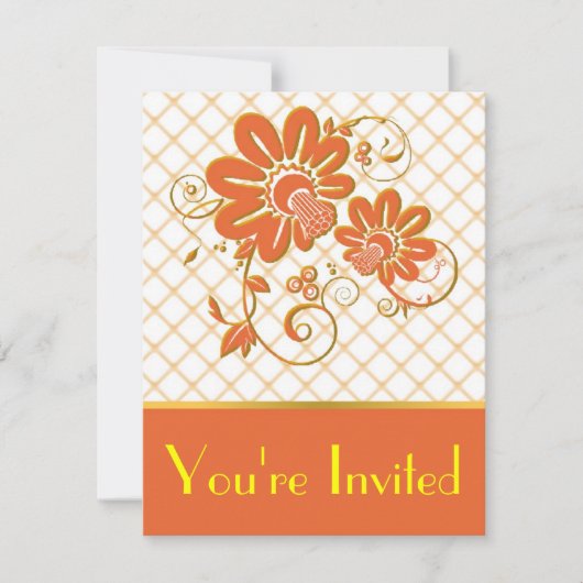 おしゃれな花柄のカスタムディナー招待状 招待状 (正面)