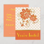 おしゃれな花柄のカスタムディナー招待状 招待状 (正面/裏面)