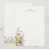 おしゃれな花柄のカード - 名前入り ノートカード (正面/裏面)