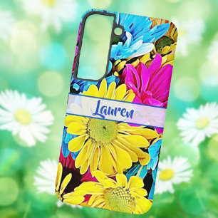 おしゃれな花柄のダリアの名前入りSamsung Galaxyケース Samsung Galaxy S22ケース