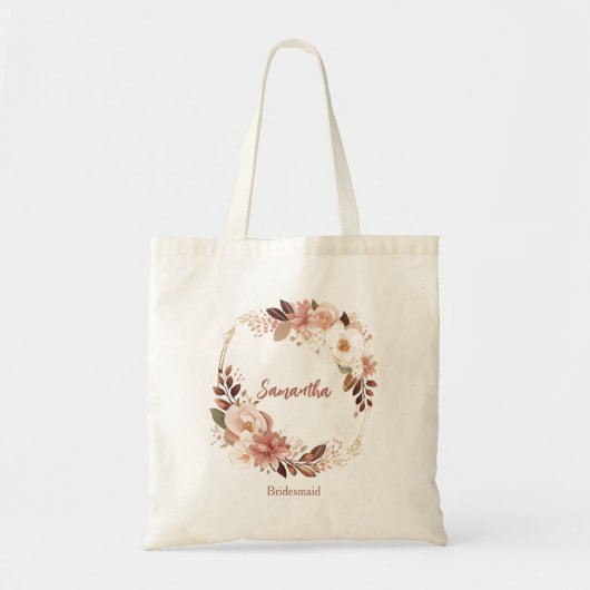 おしゃれな花柄のブライズメイド トートバッグ (正面)
