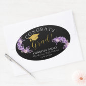 おしゃれな花柄の卒業おめでとうステッカー 楕円形シール (封筒)