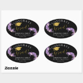 おしゃれな花柄の卒業おめでとうステッカー 楕円形シール (シート)