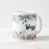 おしゃれな花柄の名入れマグカップ ジャンボコーヒーマグカップ (正面右)