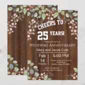 おしゃれな花柄の周年記念 招待状 (正面/裏面)