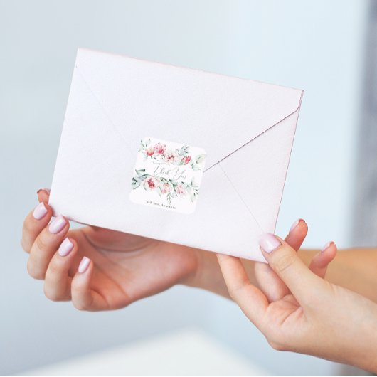 おしゃれな花柄の感謝を伝えるカード スクエアシール