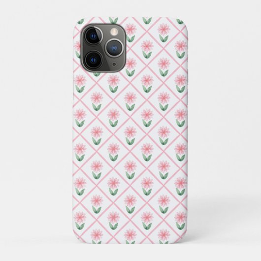 おしゃれな花柄の格子柄グランドミレニアル Case-Mate iPhoneケース (裏)