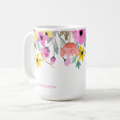 おしゃれな花柄の植物トレンド コーヒーマグカップ (正面左)