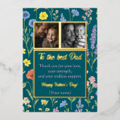 おしゃれな花柄の父の日カード　オリジナル写真付き 箔シーズンカード (正面)