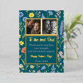 おしゃれな花柄の父の日カード（写真2枚カスタマイズ可能） 箔シーズンカード (立ち正面)