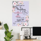 おしゃれな花柄の結婚式ウェルカムサイン ポスター (ホームオフィス)