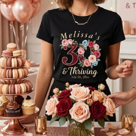 おしゃれな花柄の30歳の誕生日パーティー Tシャツ