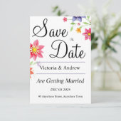 おしゃれな花柄の「Save the Date」カード セーブザデート (スタンド正面)