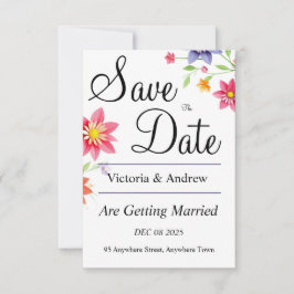 おしゃれな花柄の「Save the Date」カード セーブザデート