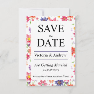 おしゃれな花柄のSave the Date セーブザデート