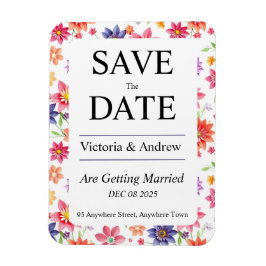 おしゃれな花柄のSave the Date マグネット