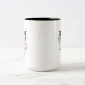 おしゃれな花柄イニシャルMモノグラム ツートーンマグカップ (中央)