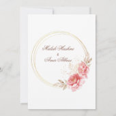 おしゃれな花柄ゴールドのムスリムイスラムアラビア語ウェディング 招待状 (裏面)