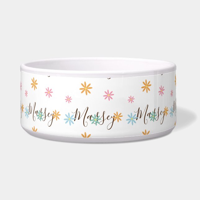 おしゃれな花柄ネームプレート ボウル (正面)