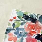 おしゃれな花柄ハニームーンギフト 名入れ ビーチタオル (インサイチュ)