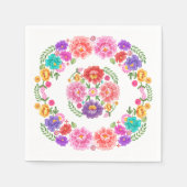 おしゃれな花柄フィエスタパターン メキシコのセニョリータ スタンダードカクテルナプキン (正面)
