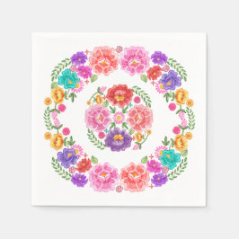 おしゃれな花柄フィエスタパターン メキシコのセニョリータ スタンダードカクテルナプキン