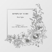おしゃれな花柄ボーダーのサロン店舗名 ウィンドウサイン (シート)