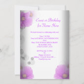 おしゃれな花柄 ライラック バタフライ 誕生日パーティー SML 招待状 (裏面)