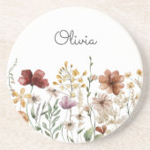 おしゃれな花水彩野の花庭園 コースター (正面)