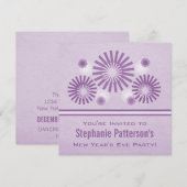 おしゃれな花火のニューイヤーズイブ招待状（パープル） 招待状 (正面/裏面)