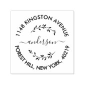 おしゃれな花輪 カスタム名と住所 セルフインキングスタンプ (デザイン)