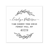 おしゃれな花輪 カスタム 名前と住所 セルフインキングスタンプ (デザイン)