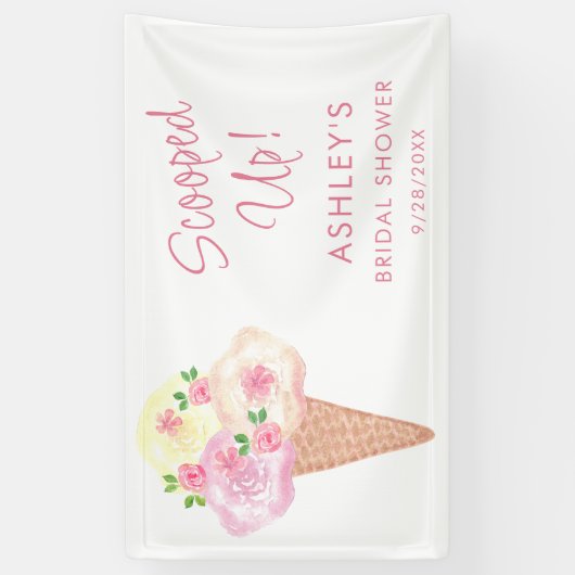 おしゃれな花飾りのブライダルシャワーバナー 横断幕 (縦)