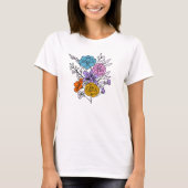 おしゃれな花 フェミニン エレガント かわいい Tシャツ (正面)