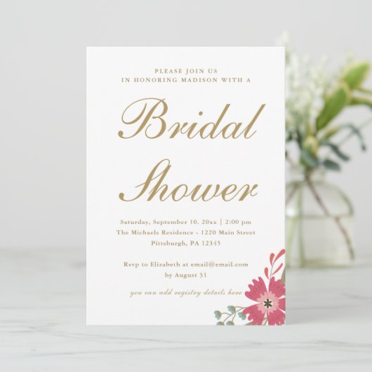 おしゃれな花 ミントグリーンのウェディングシャワー 招待状 (スタンド正面)