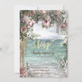 おしゃれな花 海のRSVP 招待状