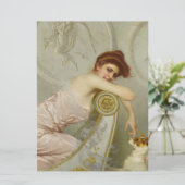 おしゃれな若い女性が子犬をなでながら カード (スタンド正面)