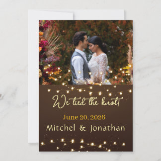 おしゃれな茶色のモダンな写真「結婚しました」 案内状