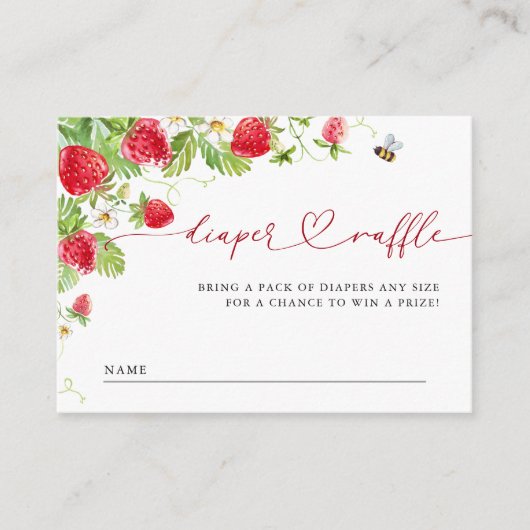 おしゃれな草原のストロベリー ベビーシャワー おむつくじ エンクロージャーカード (正面)