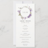 おしゃれな草原のライラックの花のリース 結婚式のプログラム 招待状 (正面)