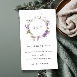 おしゃれな草原のライラック フラワーリース ウェディングウェブサイト エンクロージャーカード