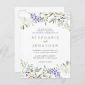 おしゃれな藤の花のリース ウェディング インビテーションポストカード (正面/裏面)
