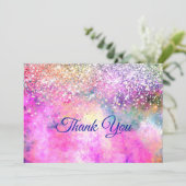 おしゃれな虹彩の偽グリッター サンキューカード (スタンド正面)