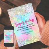 おしゃれな虹彩グリッタークリスマス新年グリーティング カード