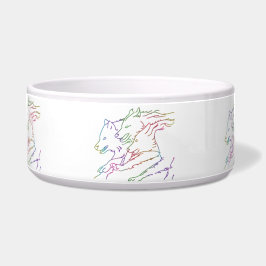 おしゃれな虹色に光る走るオオカミのパック ボウル